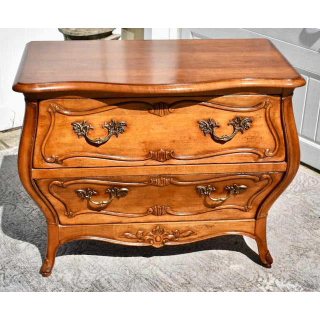 Century Furniture Vintage Century French Provincial Bombe' Cherry Commode For Sale - Image 4 of 13