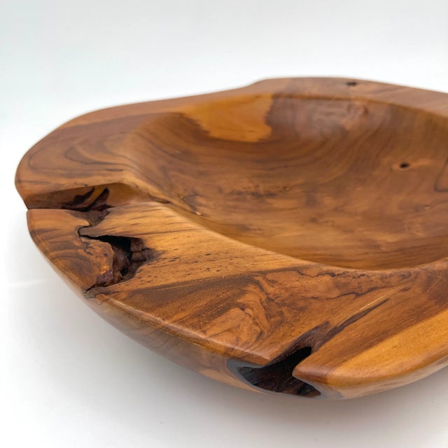 Natural Teak Large Decorative Bowl For Sale - Image 11 of 12