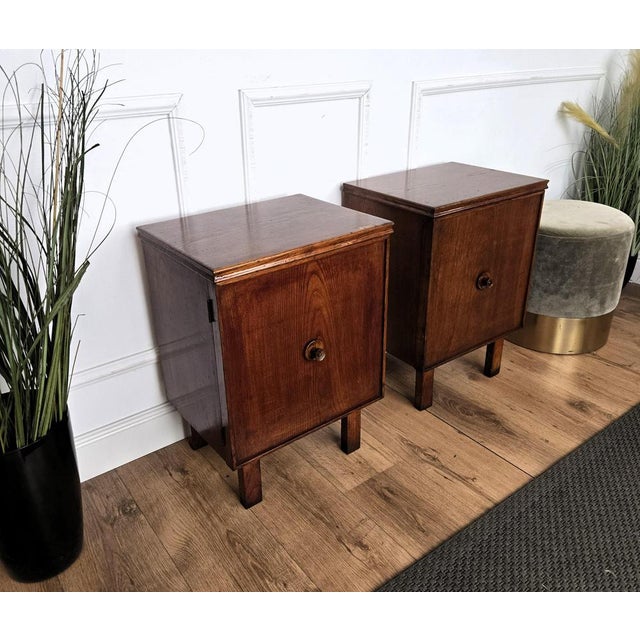 1950s Mid-Century Modern Italian Wooden Nightstands, 1950s, Set of 2 For Sale - Image 5 of 11