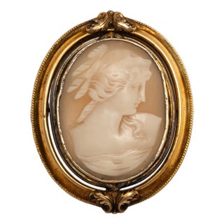 Antique 10k Gold Victorian Swivel Mourning Cameo Brooch Locket Tooth & Hair 1860 For Sale