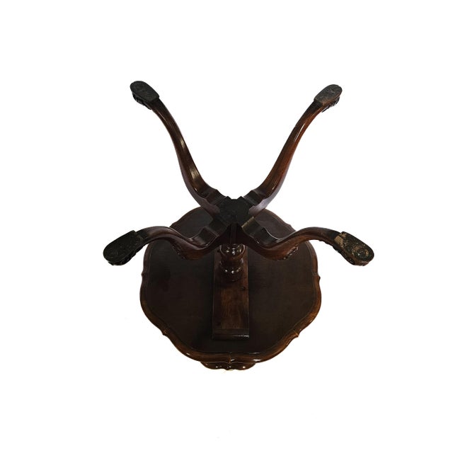 Early 20th Century Antique/Vintage J. B. Mersman Chippendale Mahogany Wood 2-Tier "Pie Crust" Side Table For Sale - Image 5 of 10