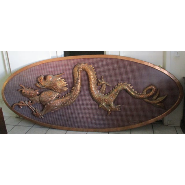 1980s Vintage Large Chinese Cheerful Dragon Relief Sculpture Plaque Movie Prop 10 Feet Long For Sale - Image 13 of 13