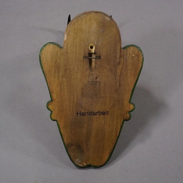1950s Vintage Black Forest Chamois Trophy on Carved Plaque Ca. 1950 For Sale - Image 5 of 5