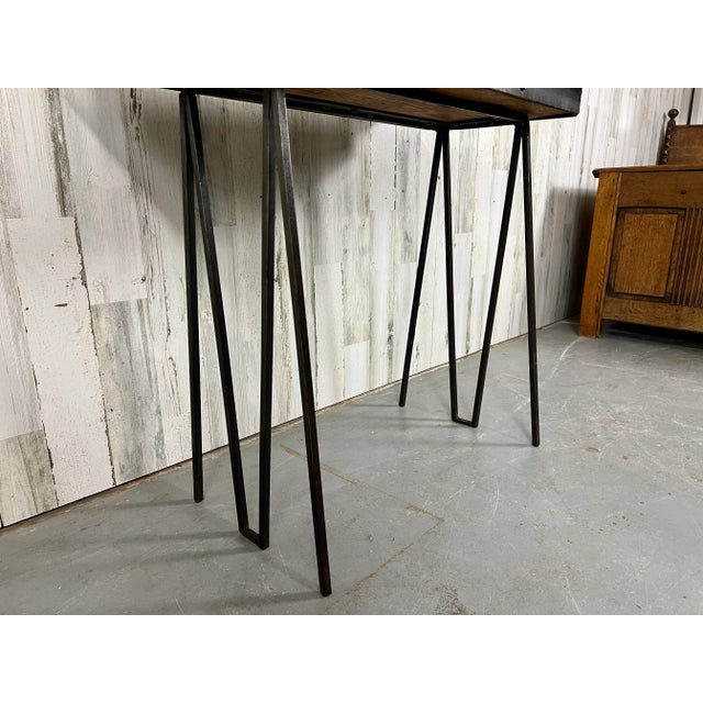 Iron and Oak Backgammon Table For Sale - Image 10 of 13