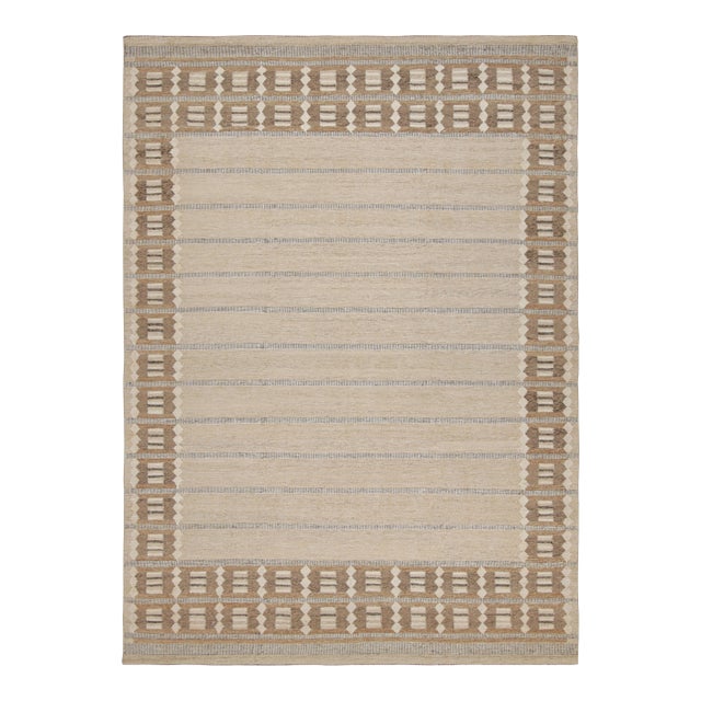 Rug & Kilim’s Scandinavian Style Rug in Beige-Brown With Geometric Patterns - 5x7 For Sale