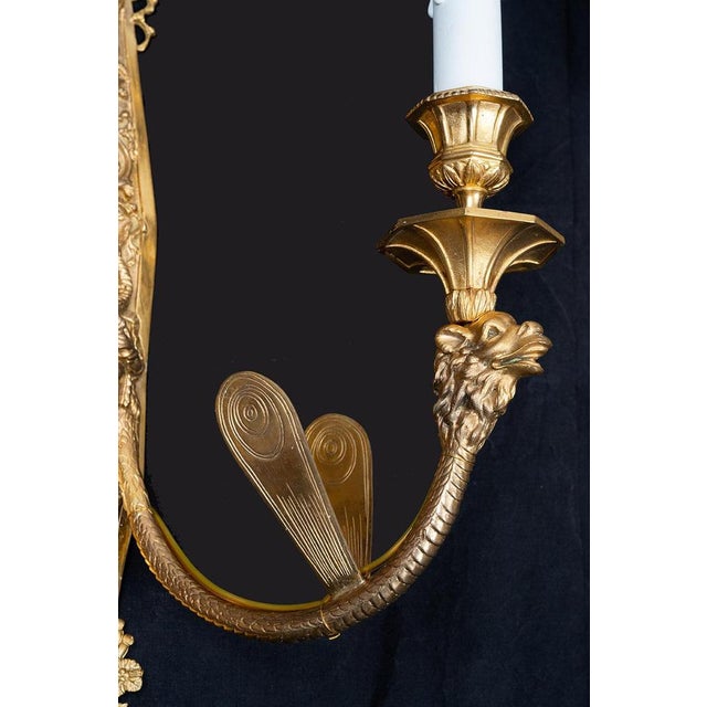19th Century Napoleon III Wall Sconces in Gilded Bronze, France, Set of 4 For Sale - Image 4 of 5