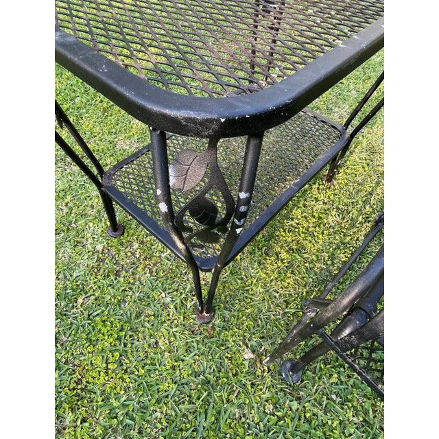 1970s Vintage Meadowcraft Wrought Iron Patio Glider and Side Table - a Pair For Sale - Image 5 of 13
