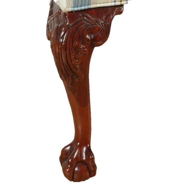 Hickory Chair Furniture Company Late 20th Century Hickory Chair Chippendale Style Carved Mahogany Library Chair Claw & Ball Feet For Sale - Image 4 of 7
