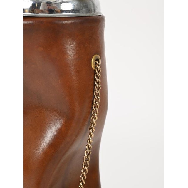Mid-Century Pleated Leather and Brass Floor Ashtray from Nova Tecno, Italy, 1960s For Sale - Image 15 of 17