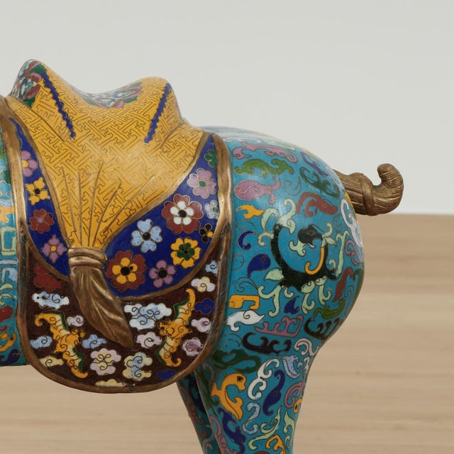 Blue Pair of Vintage Chinese Cloisonne Horses For Sale - Image 8 of 18