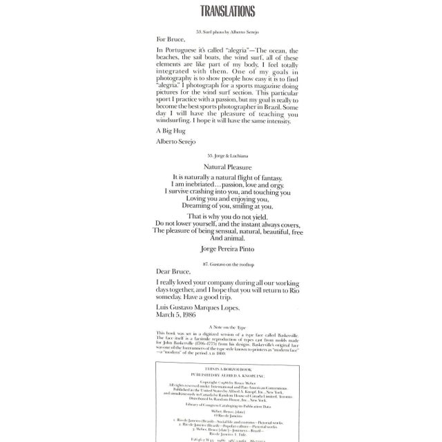 Traditional "O Rio De Janeiro: A Photographic Journal" 1986 Weber, Bruce For Sale - Image 3 of 9