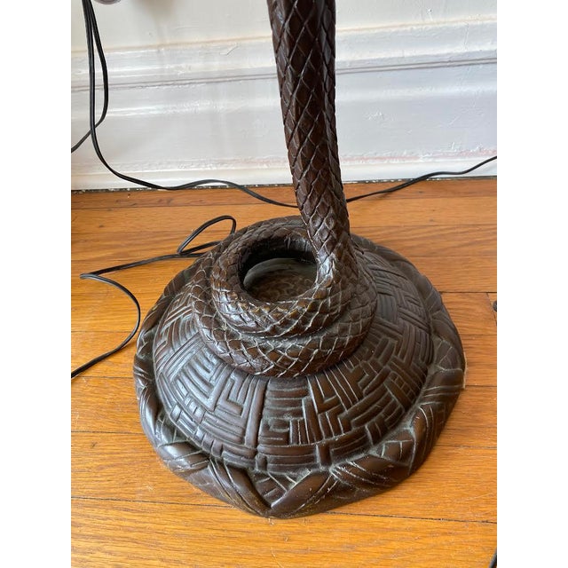 Art Nouveau Edgar Brandt Style Snake Lamps - a Pair For Sale - Image 3 of 4