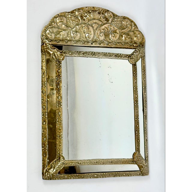 Antique Repousse Faceted Vanity Mirror, 1890s, in Very Good conditions. Designed before 1890