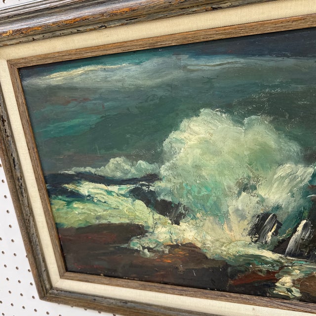 1970s Vintage Seascape Oil Painting on Canvas ~ Framed & Signed For Sale - Image 4 of 9