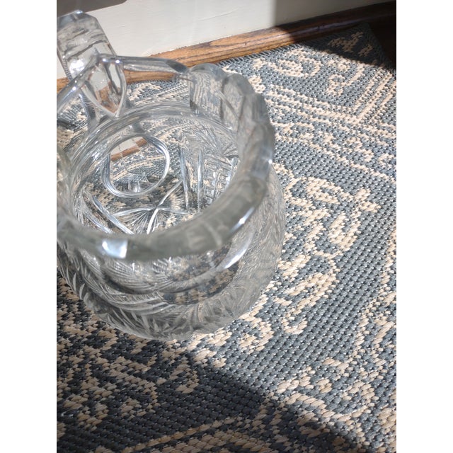 Transparent Antique Large Heavy Cut Glass Water Pitcher For Sale - Image 8 of 12