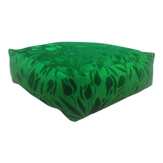 Kilim Emerald Green Bohemian Pouf Cover For Sale