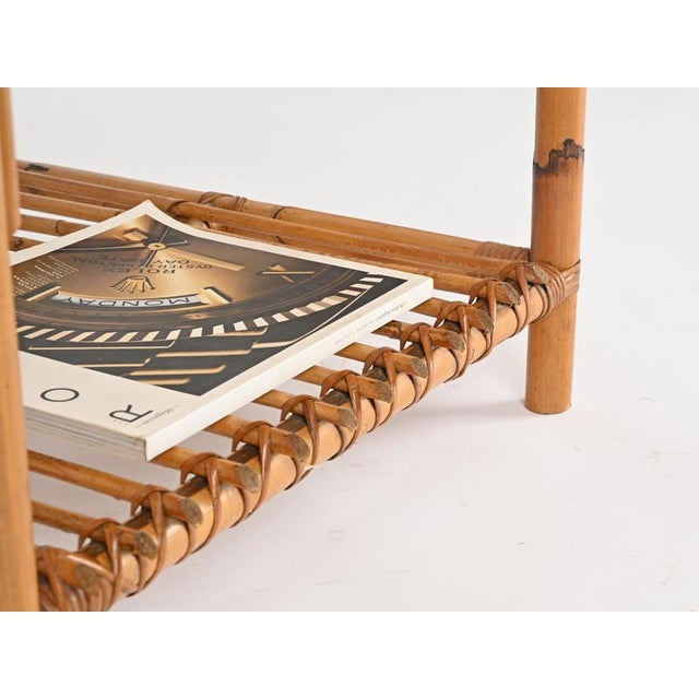 Mid-Century Modern Italian Organic Coffee Table in Rattan and Wicker, 1970s For Sale - Image 11 of 13