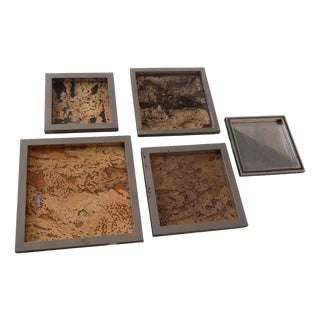 Trays in Metal and Cork by Romeo Rega, 1974, Set of 5 For Sale