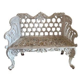 Antique Victorian Ornate Garden Seat in Cast Iron, 1850 For Sale
