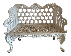 Antique Victorian Ornate Garden Seat in Cast Iron, 1850