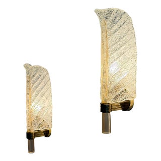Feather Murano Glass Sconces from Barovier & Toso, 1971, Set of 2 For Sale