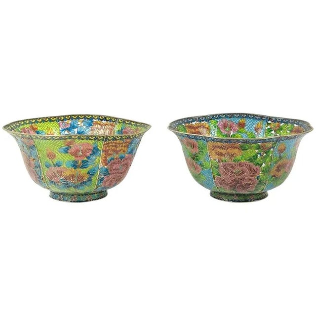 Large Chinese Cloisonné Plique-à-Jour Bowls - A Pair For Sale - Image 13 of 13