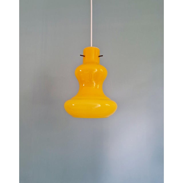 1970s Vintage Yellow Opaline Glass Pendant Light, Italy, 1960s For Sale - Image 5 of 14