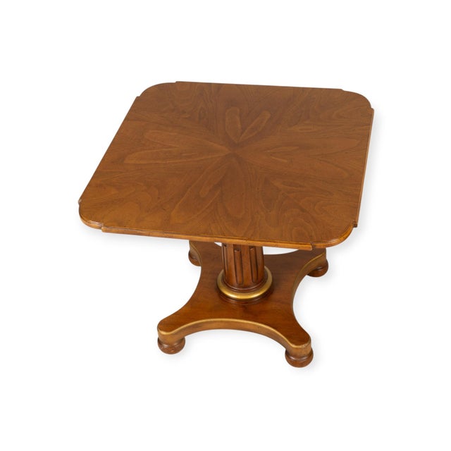 Brown Pair of Vintage Henredon Neoclassical Column Pedestal Side Tables For Sale - Image 8 of 15