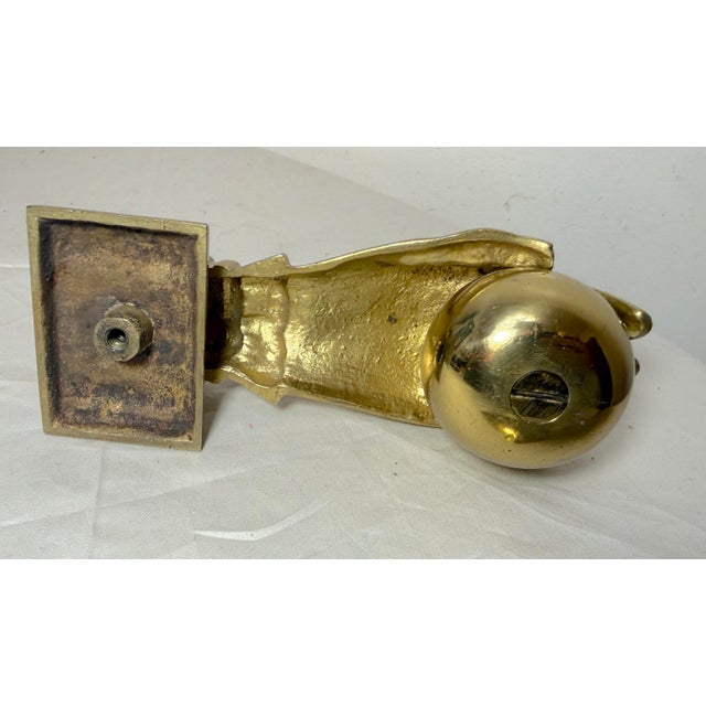 Brass Large Vintage Solid Heavy Brass Ladies Woman Dainty Hand Front Door Knocker Set For Sale - Image 8 of 11