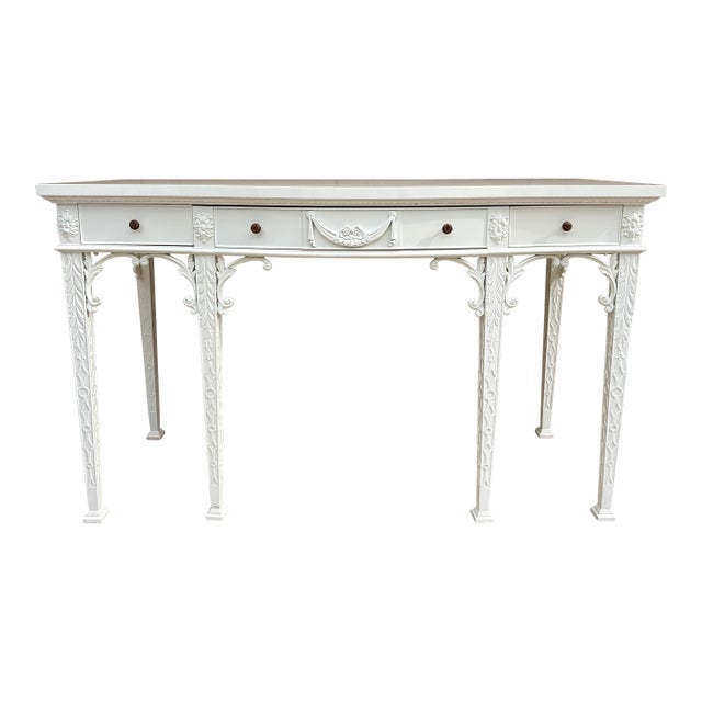 Late 20th Century White Lacquered Chippendale Console by Maitland-Smith For Sale