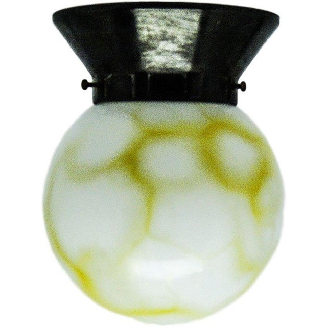 1950s Art Deco Ceiling Lamp with Glass Shade from Polam, Poland, 1950s For Sale - Image 5 of 5