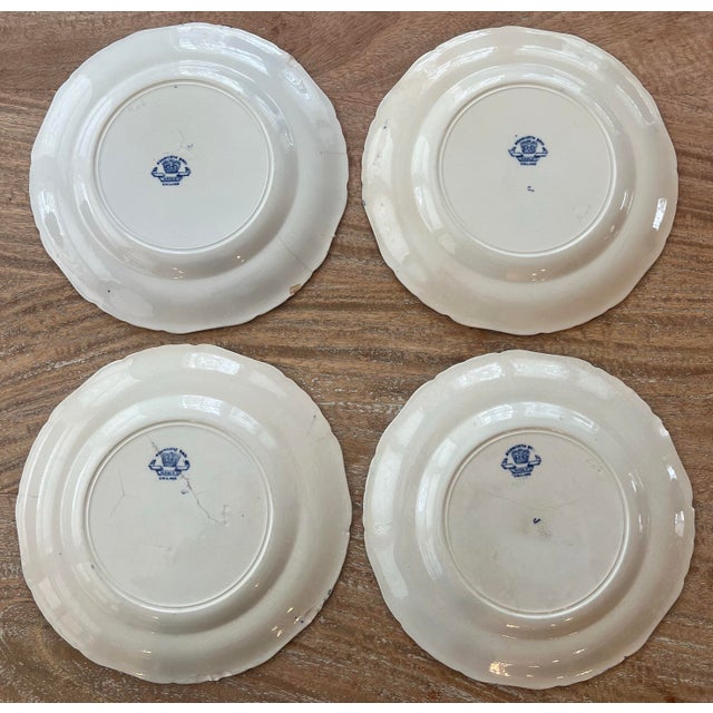Antique English Blue & White Transferware “Ancient Ruins” Dinner Plates by Ashworth Bros, Set of 9 For Sale - Image 10 of 11