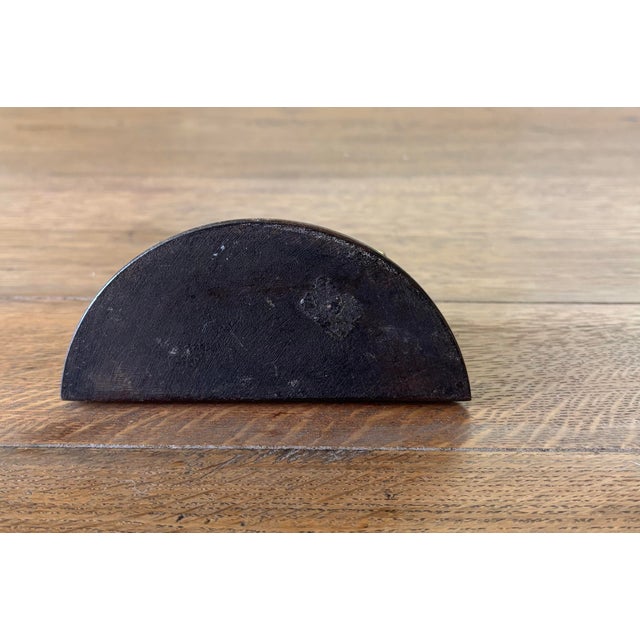 Mid 20th Century Vintage English Brass Hunting Dog Letter Rack on Wood Base For Sale - Image 5 of 5