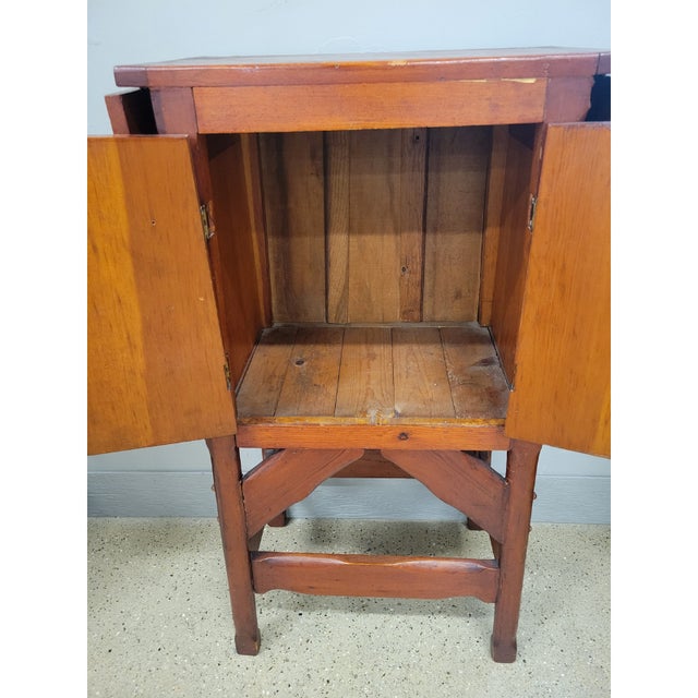 Wood Vintage Red Cabinet With Drop-Down Sides For Sale - Image 7 of 9