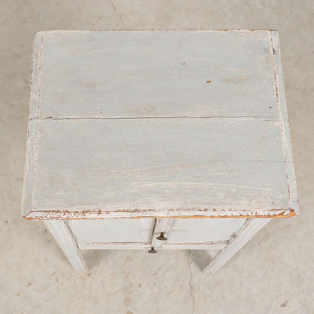 19th Century Small Swedish Original Gray Painted Pine Cabinet Nightstand For Sale - Image 4 of 13