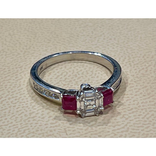 0.70 Ct Natural Ruby & 0.75 Ct Diamond 18 Karat White Gold Cocktail Ring For Sale - Image 10 of 18