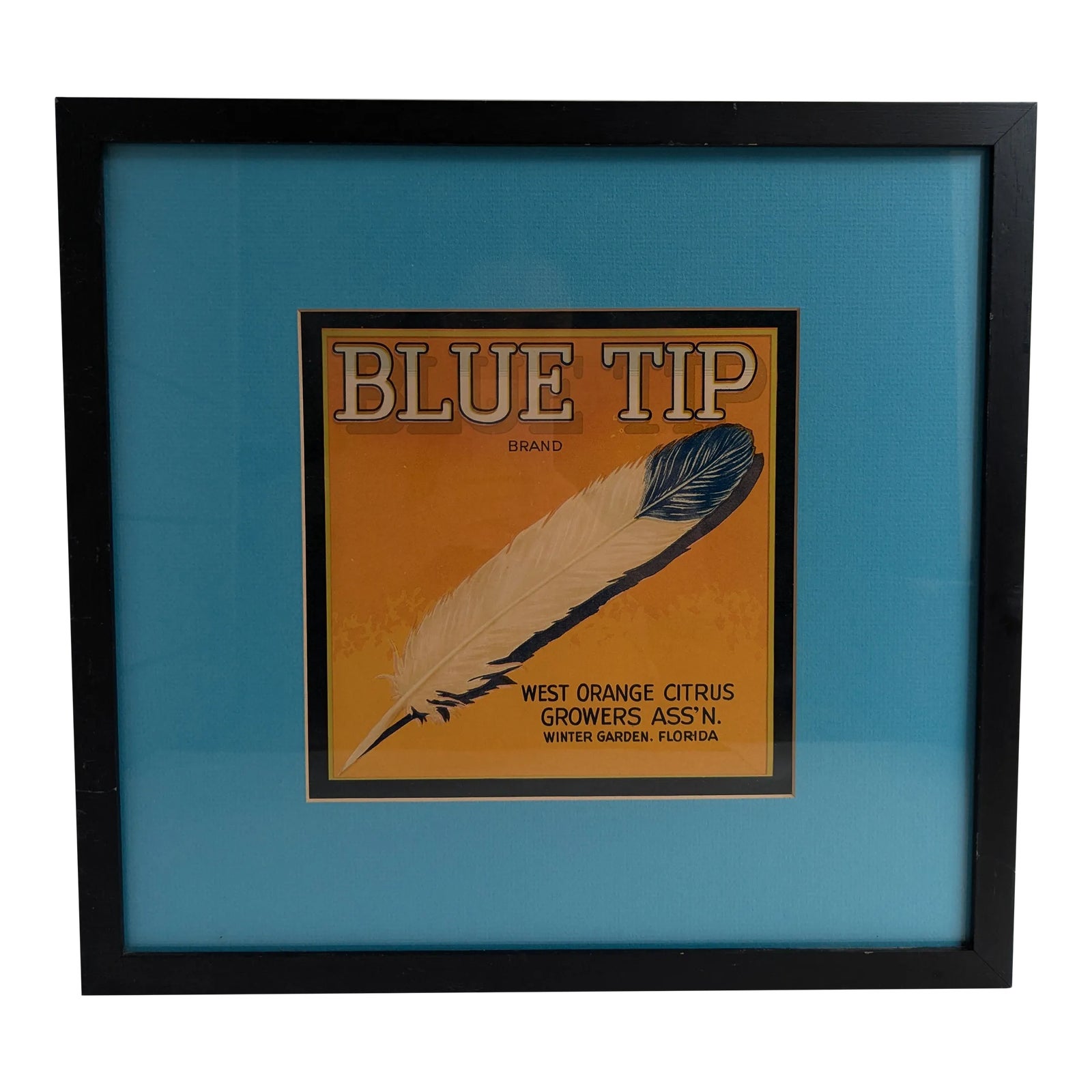 Vintage Framed Blue Tip Brand Advertising Poster | Chairish