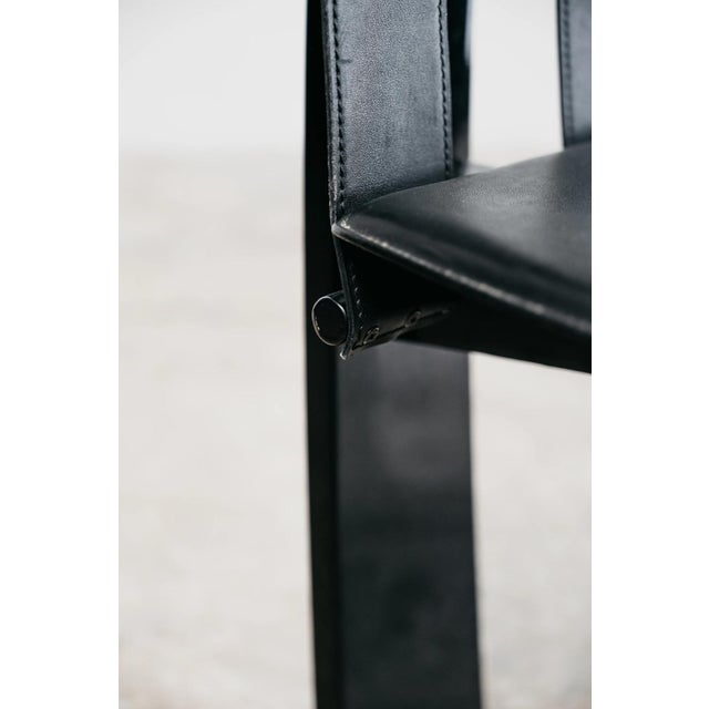 Postmodern Dining Chairs in Lacquered Wood and Black Faux Leather, 1980s, Set of 4 For Sale - Image 14 of 16