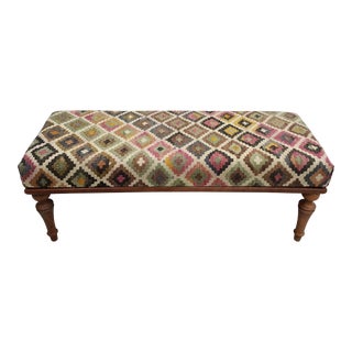 Boho Rug Upholstered Bench For Sale