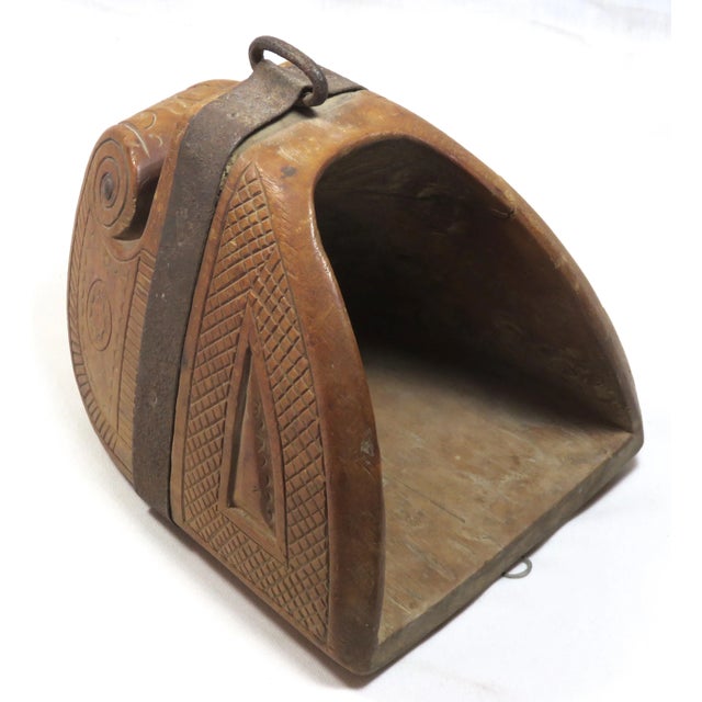 Wood Antique Spanish Colonial Hand Carved Wood Bedoya - Stirrup For Sale - Image 7 of 13