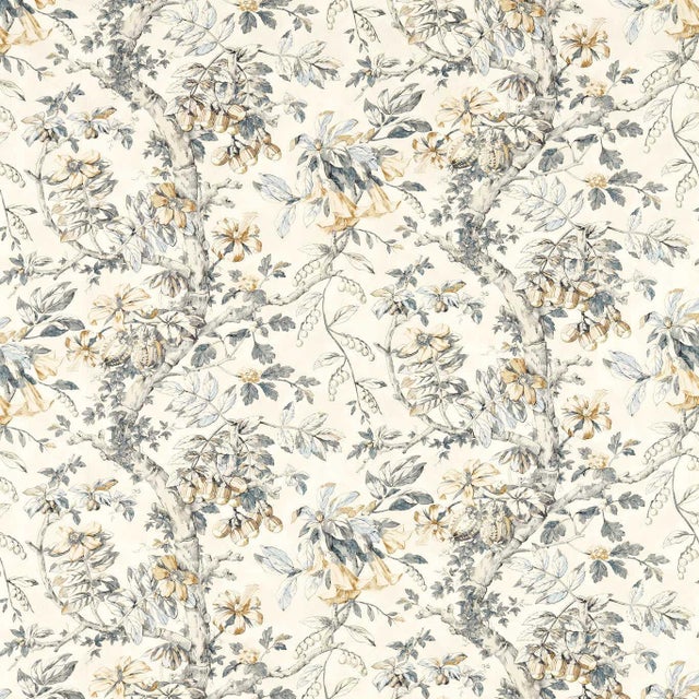 Zoffany Coromandel Print Fabric in Empire Grey - a Sample For Sale