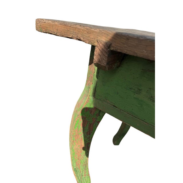 Antique Rustic Green Swedish Writing Desk Console Table For Sale In New York - Image 6 of 9