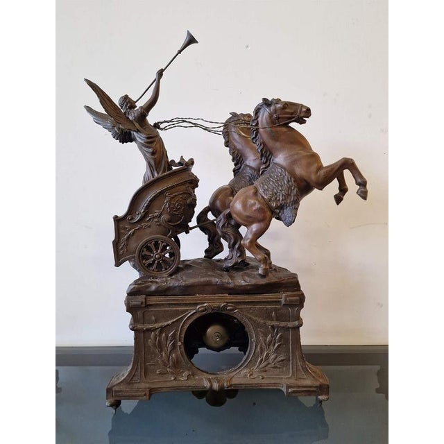 Metal Clock with Horse Figures, Set of 3 For Sale - Image 7 of 13