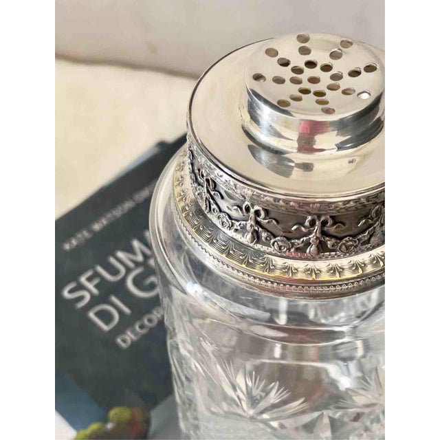 Vintage Louis XVI Shaker in Cut Crystal and Silver-Plated Metal, 1930s For Sale - Image 6 of 11