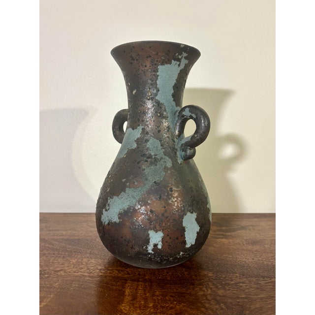 Mid-Century Modern Vintage Tony Blueberry Evans Raku Vase - American Studio Pottery Signed For Sale - Image 3 of 7