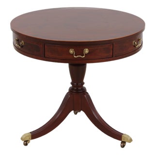Baker Round Mahogany Pedestal Drum Table For Sale