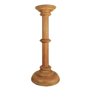 Vintage English Turned Pine Pedestal Stand For Sale