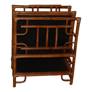 1960s Chinoiserie Bamboo Music / Magazine Rack Book Stand Great City Traders For Sale