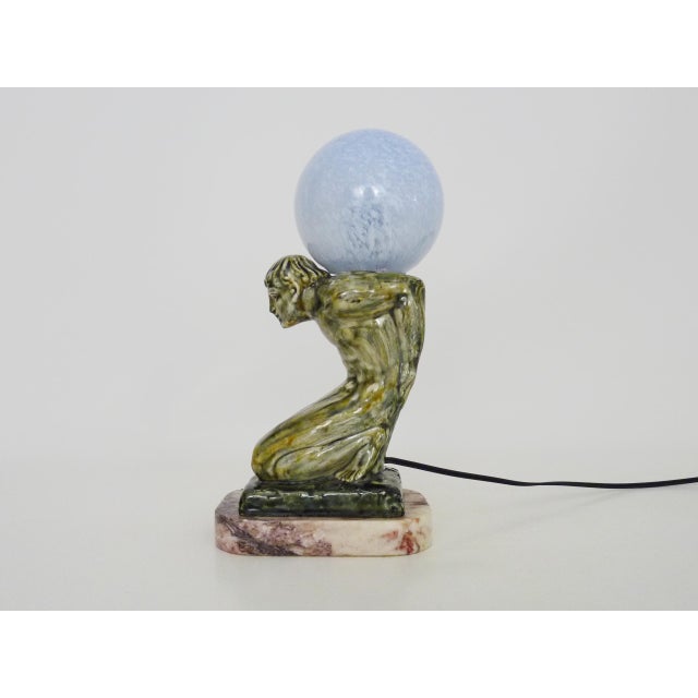 Glazed Terracotta Sculpture Lamp, 1930s For Sale - Image 4 of 11