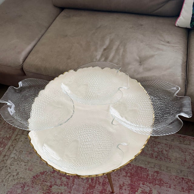 Vintage Arcoroc France Clear Glass Fish Plates - Set of 4 For Sale - Image 9 of 9